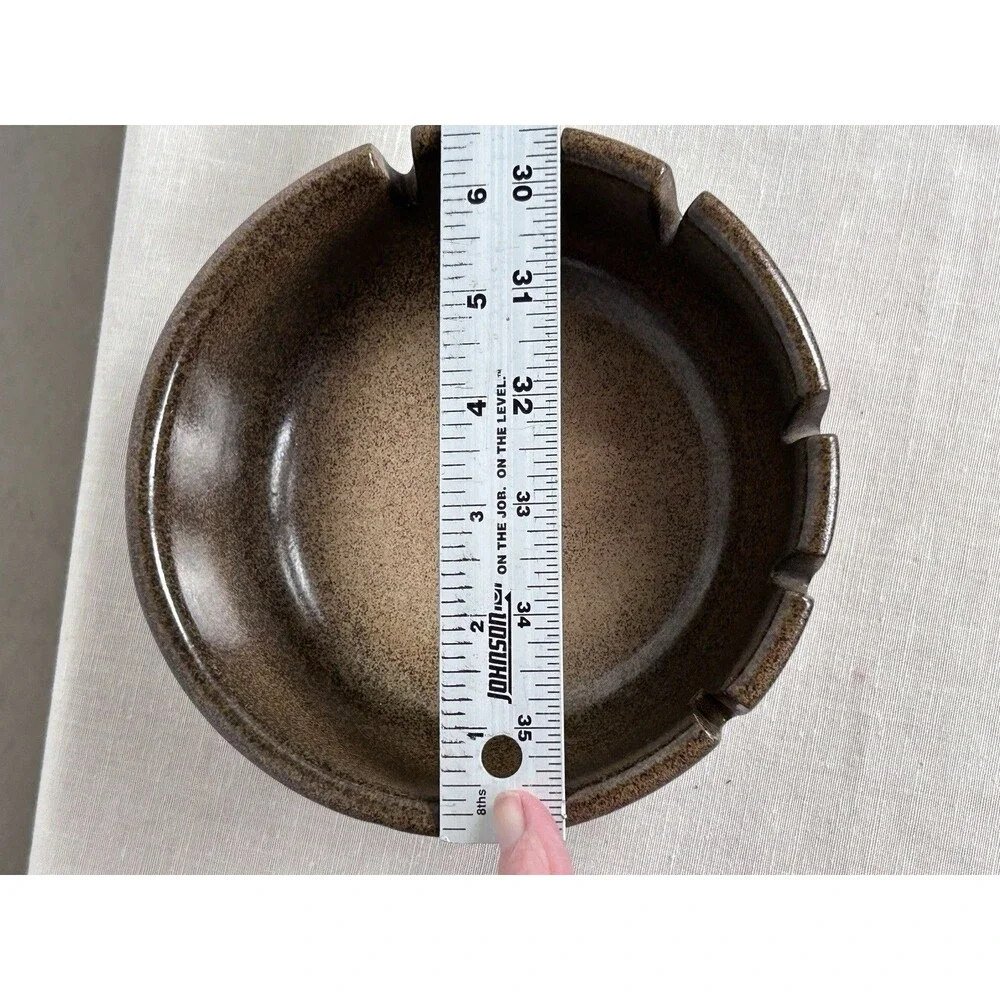 Heath speckled brown & tan 6 slot ashtray 6 1/2 x 2 in MCM Made in Sausalito CA